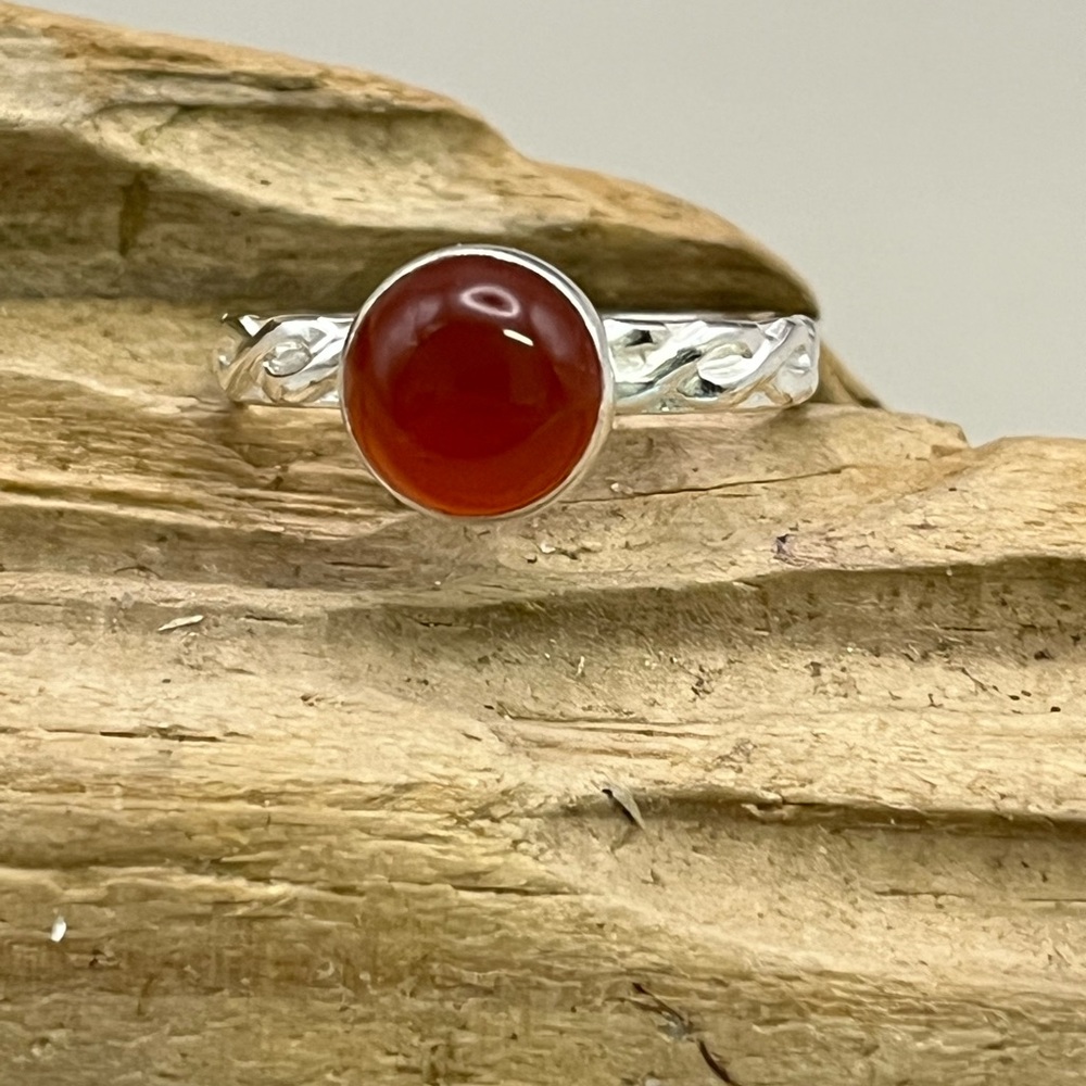 Ornate Rust Carnelian Sterling Silver Rings